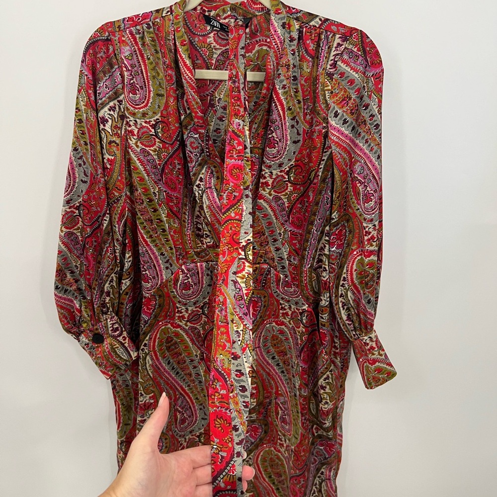 Zara paisley satin midi dress - Picture 10 of 11